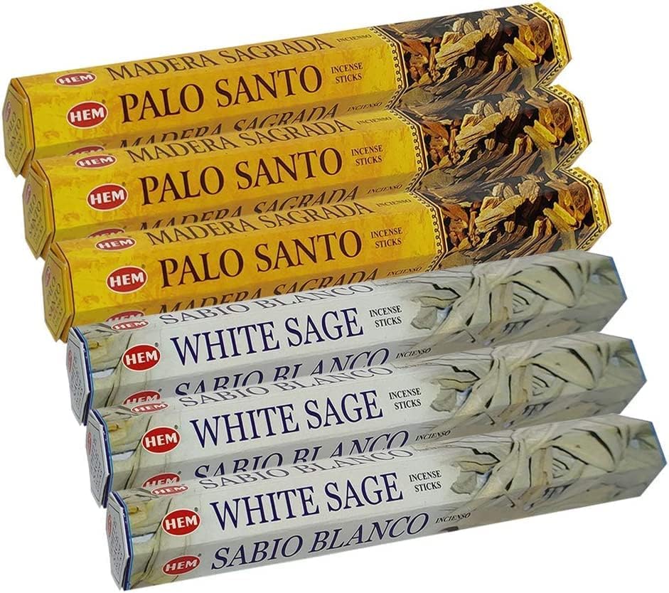 Hem White Sage and Palo Santo Combo Incense Sticks - 60 sticks/scent - Total Approx 120 Incienso Sahumerio Sticks