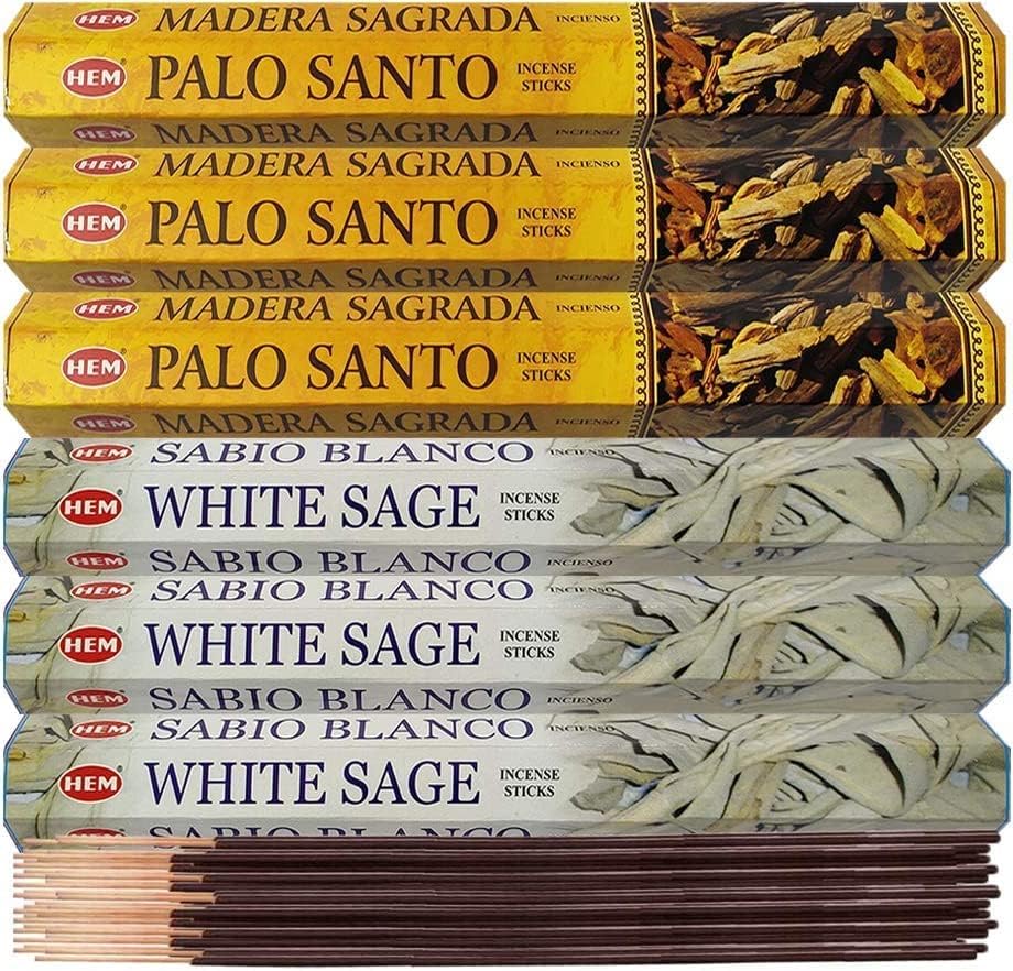 Hem White Sage and Palo Santo Combo Incense Sticks - 60 sticks/scent - Total Approx 120 Incienso Sahumerio Sticks