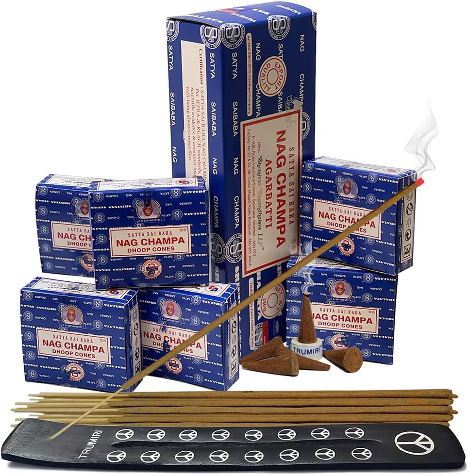 Satya Nag Champa Incense Sticks and Cones Mega Pack - Total Approx 250 Nagchampa Sticks and 72 Dhoop Incense Cones