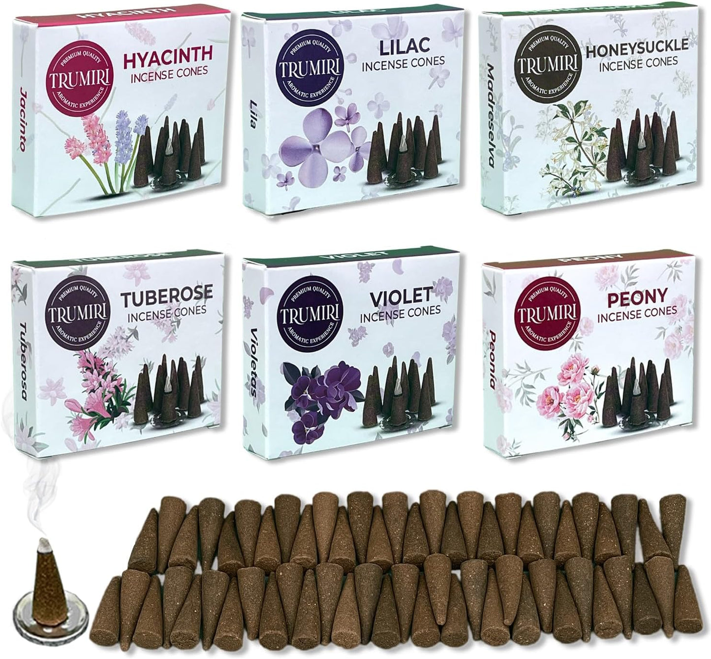 Blossom Scents Incense Cones Variety Pack of 6 Scents with 10 Cones per Scent - Total 60 Cones