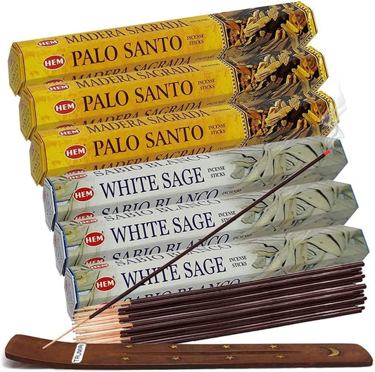 Hem White Sage and Palo Santo Combo Incense Sticks - 60 sticks/scent - Total Approx 120 sticks