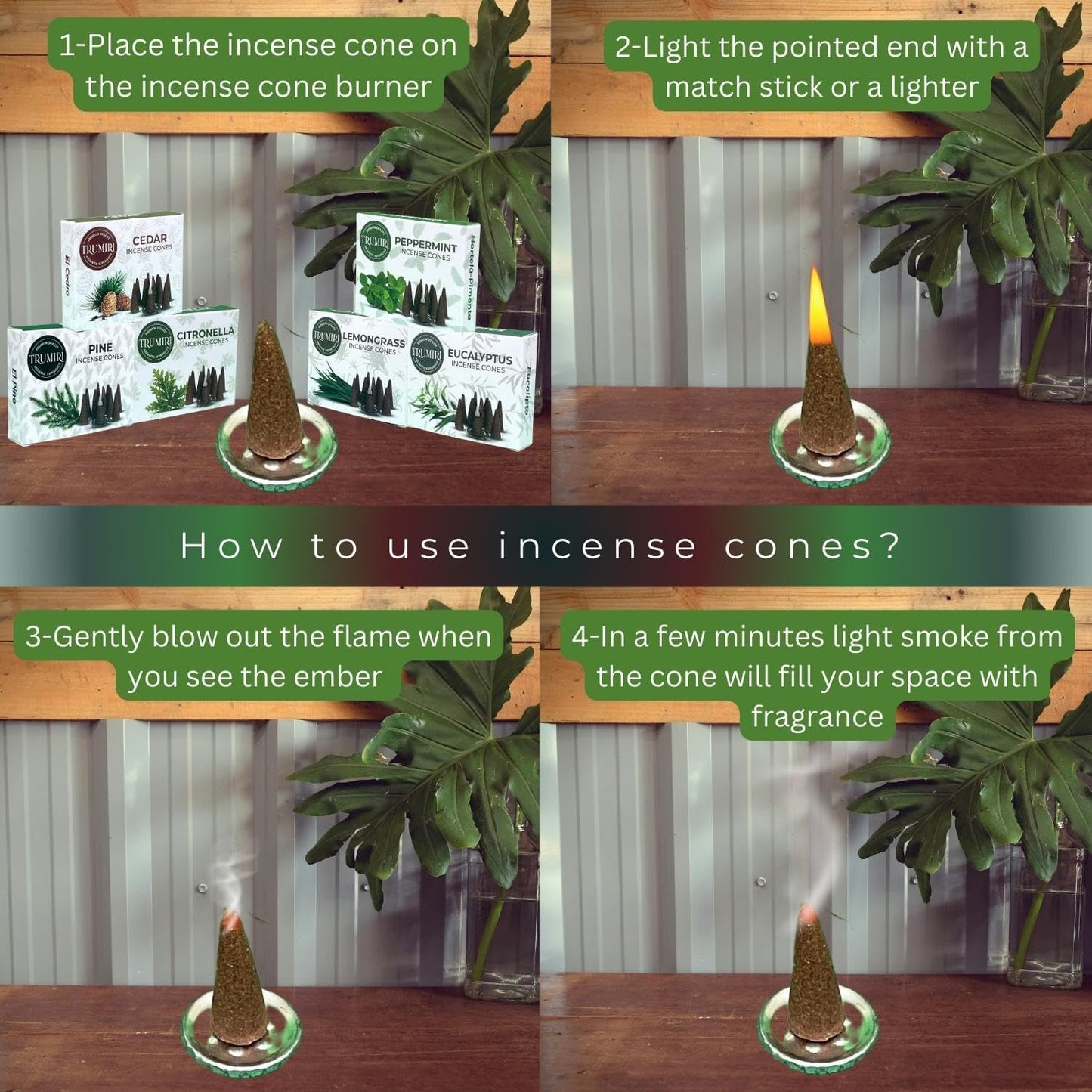 Leafy Scents Incense Cones Variety Pack of 6 Scents with 10 Cones per Scent - Total 60 Cones