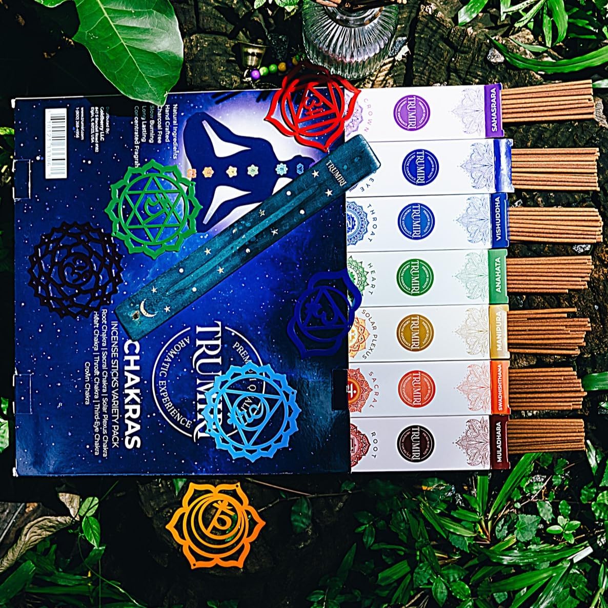 Chakra Incense Sticks Variety Pack with Incense Holder - 7 Scents - 20 Sticks/Scent - Total 140 Sticks - Incienso Sahumerio Agarbatti Joss Sticks