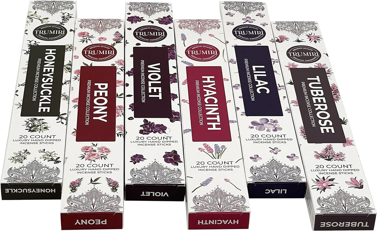 Blossom Incense Sticks Variety Pack with Incense Holder - 6 Scents - 20 Sticks/Scent - Total 120 Sticks - Incienso Sahumerio Agarbatti Joss Sticks