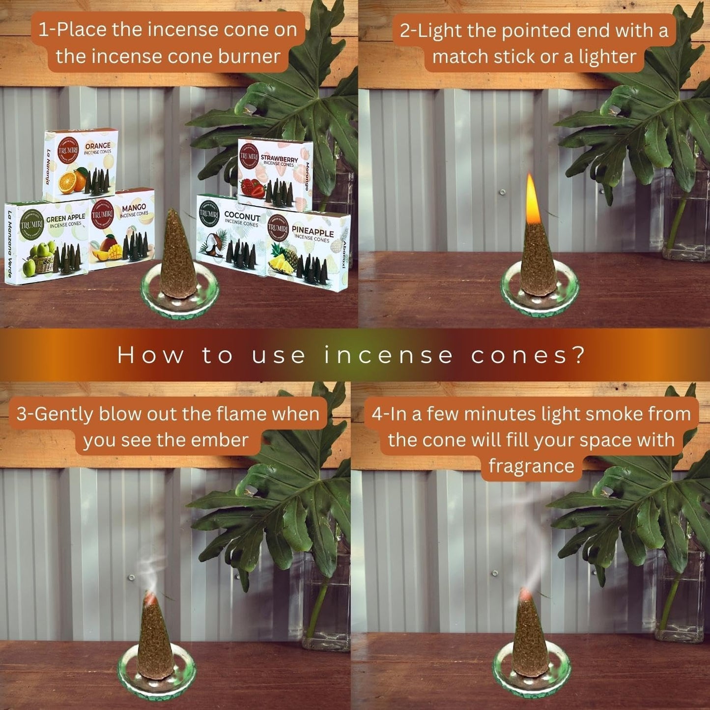 Fruity Scents Incense Cones Variety Pack of 6 Scents with 10 Cones per Scent - Total 60 Cones