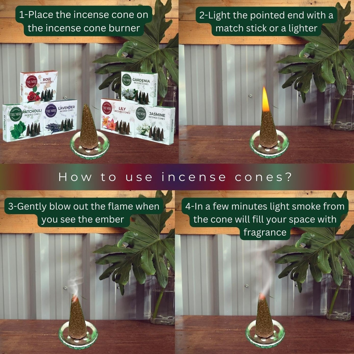 Floral Scents Incense Cones Variety Pack of 6 Scents with 10 Cones per Scent - Total 60 Cones