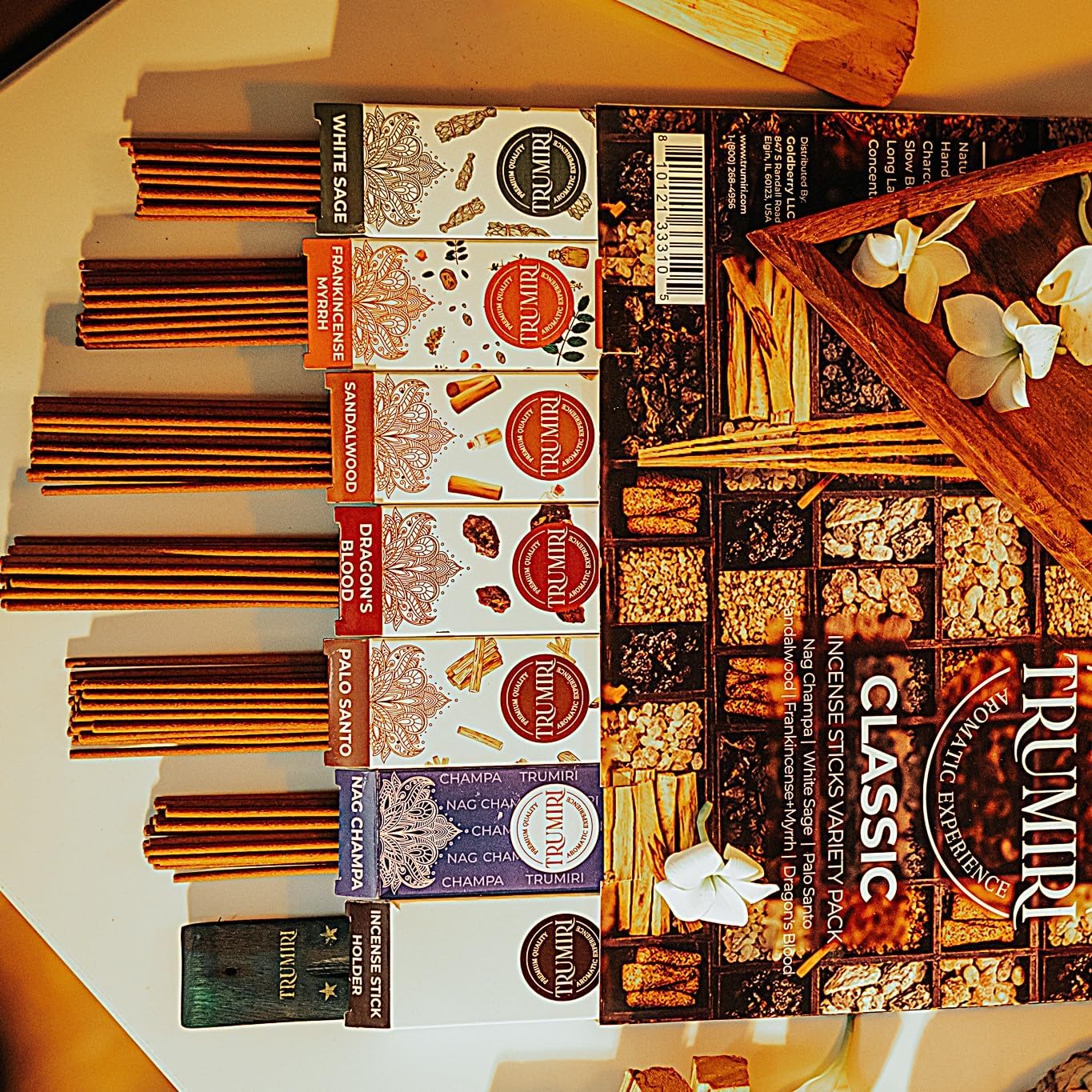 Classic Incense Sticks Variety Pack with Incense Holder - 6 Scents - 20 Sticks/Scent - Total 120 Sticks - Incienso Sahumerio Agarbatti Joss Sticks