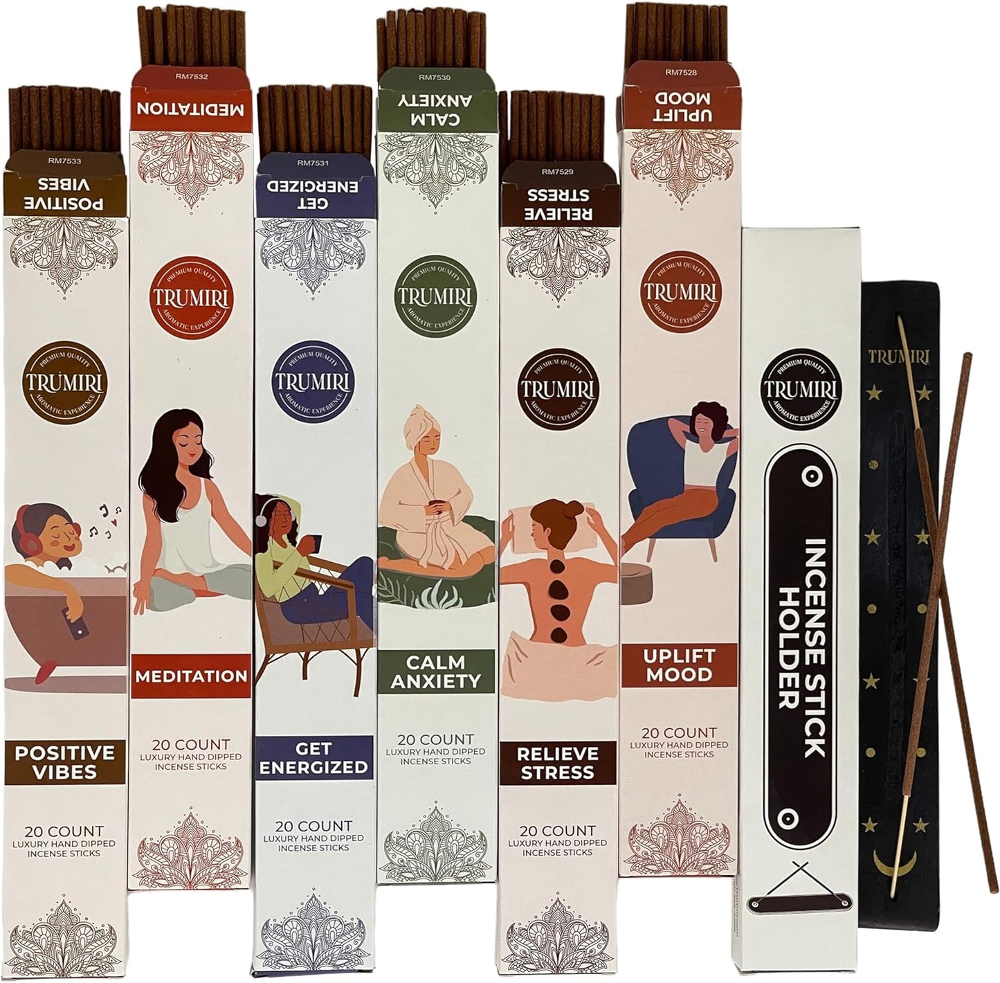 Aromatherapy Incense Sticks Variety Pack with Incense Holder