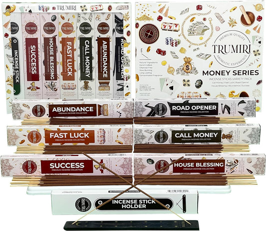 Money Incense Sticks Variety Pack with Incense Holder