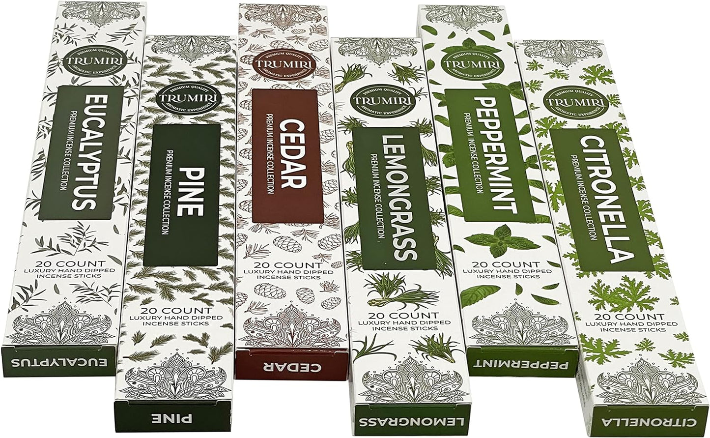 Leafy Incense Sticks Variety Pack with Incense Holder - 6 Scents - 20 Sticks/Scent - Total 120 Sticks - Incienso Sahumerio Agarbatti Joss Sticks