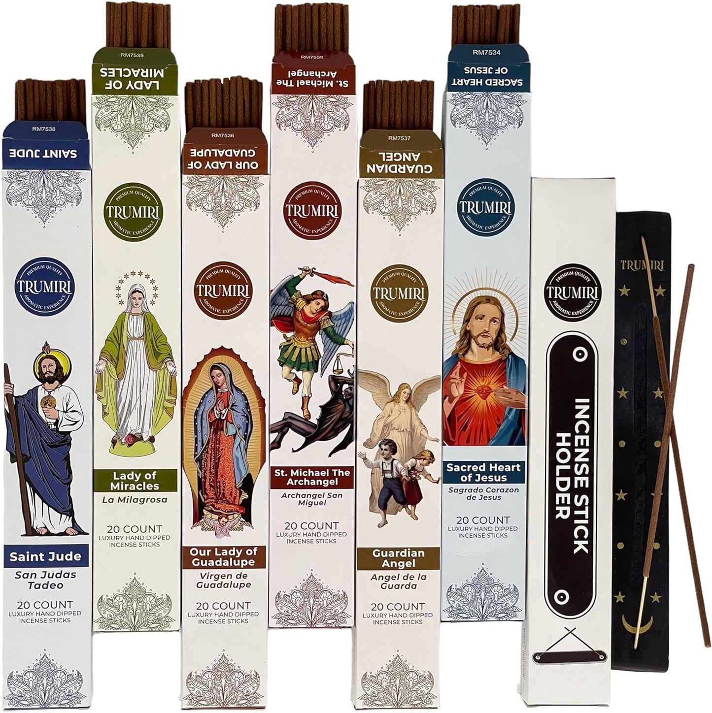Prayer Incense Sticks Variety Pack with Incense Holder - 6 Scents - 20 Sticks/Scent - Total 120 Sticks - Incienso Sahumerio Agarbatti Joss Sticks