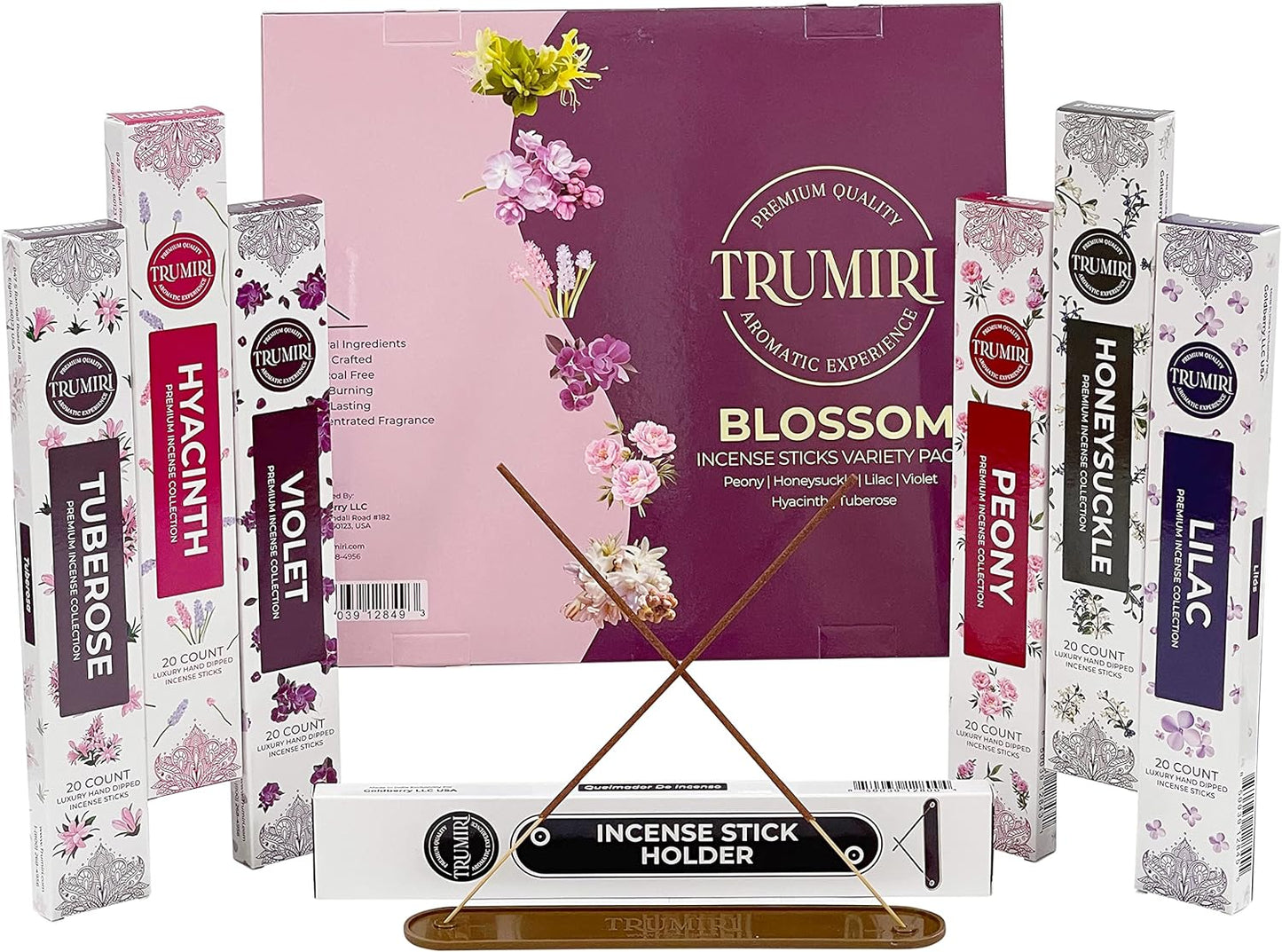 Blossom Incense Sticks Variety Pack with Incense Holder