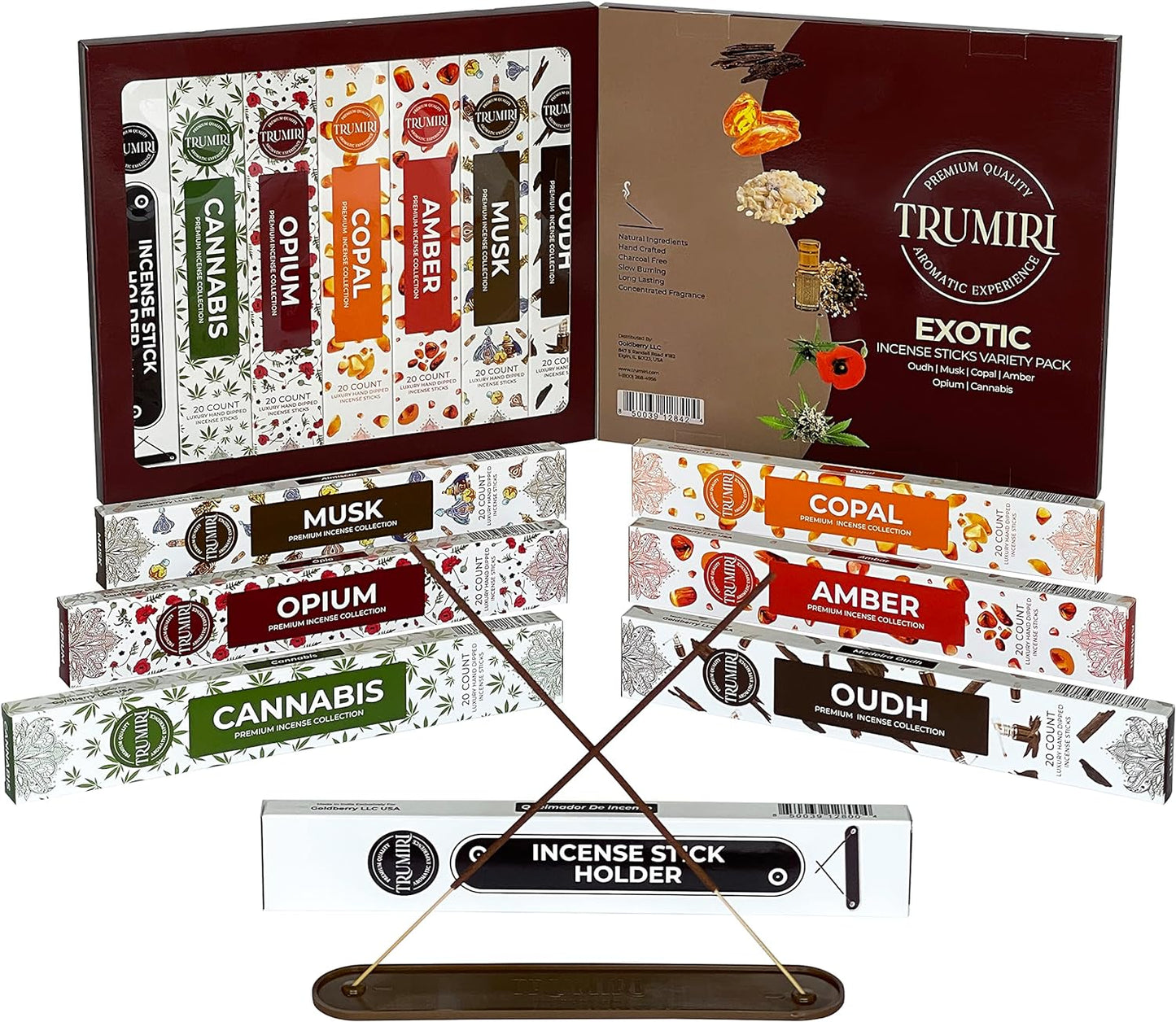 Exotic Incense Sticks Variety Pack with Incense Holder