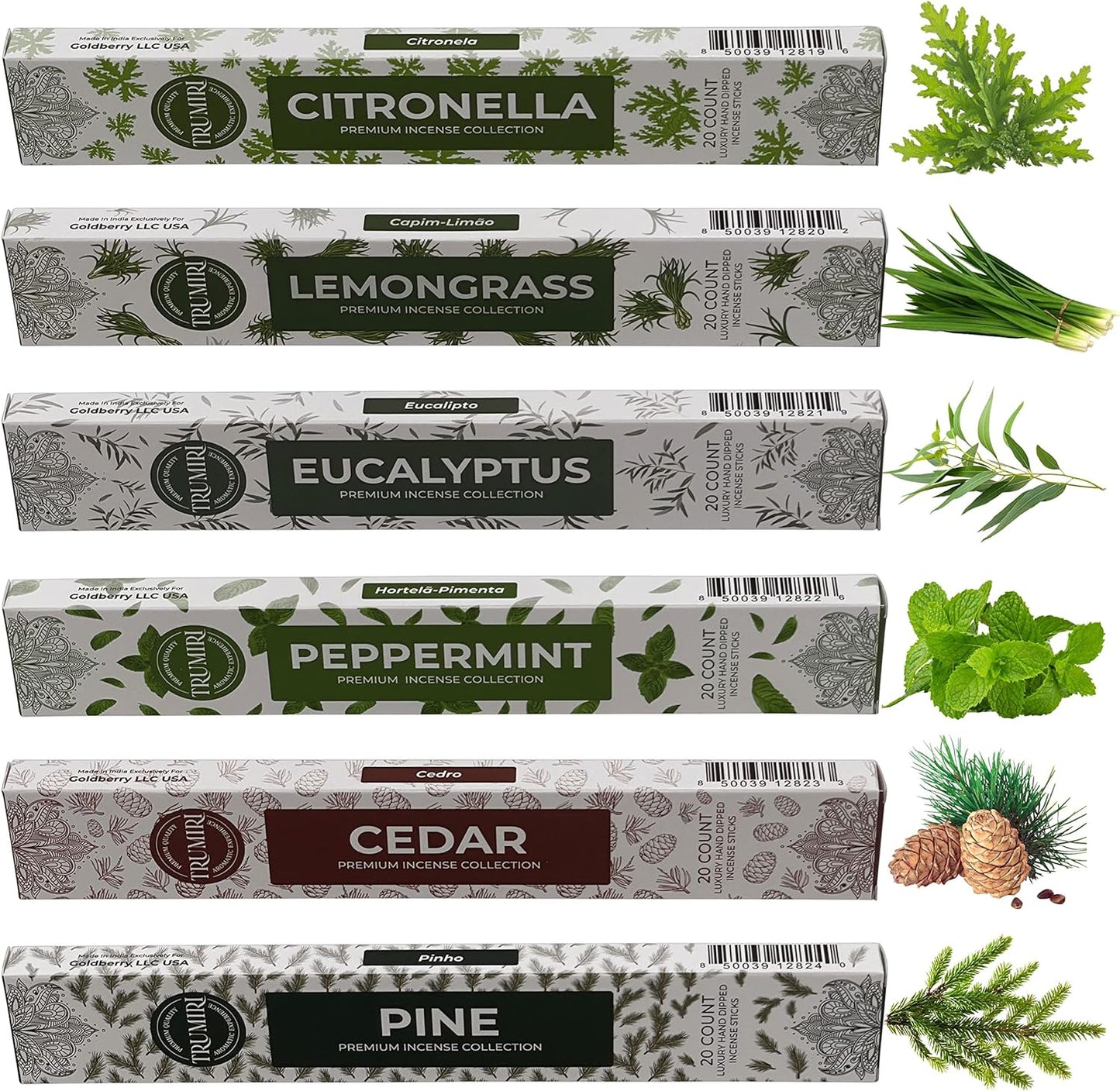 Leafy Incense Sticks Variety Pack with Incense Holder - 6 Scents - 20 Sticks/Scent - Total 120 Sticks - Incienso Sahumerio Agarbatti Joss Sticks