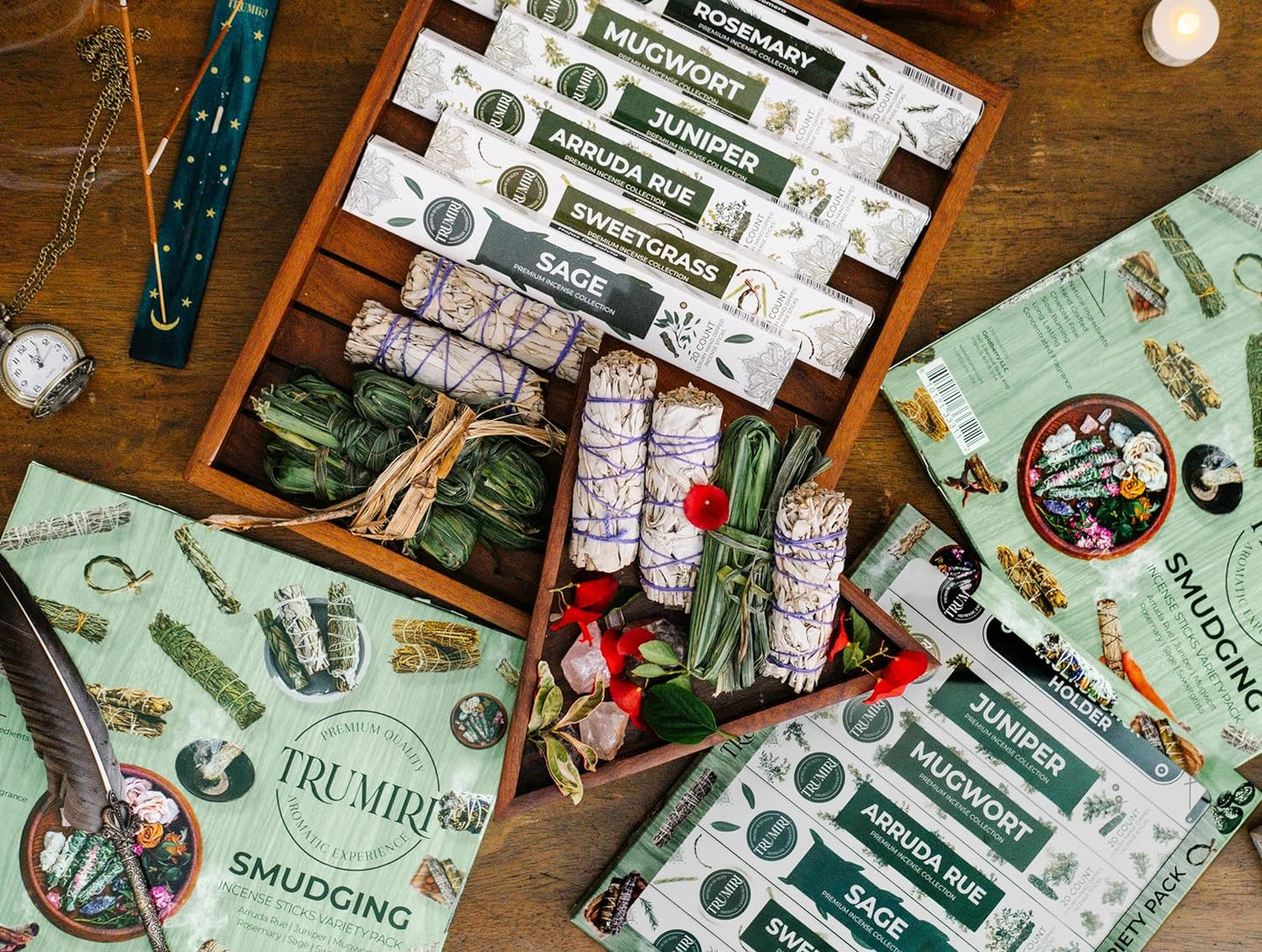 Smudging Incense Sticks Variety Pack with Incense Holder - 6 Scents - 20 Sticks/Scent - Total 120 Sticks - Incienso Sahumerio Agarbatti Joss Sticks