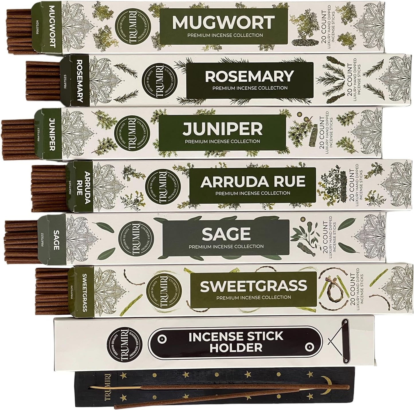 Smudging Incense Sticks Variety Pack with Incense Holder - 6 Scents - 20 Sticks/Scent - Total 120 Sticks - Incienso Sahumerio Agarbatti Joss Sticks