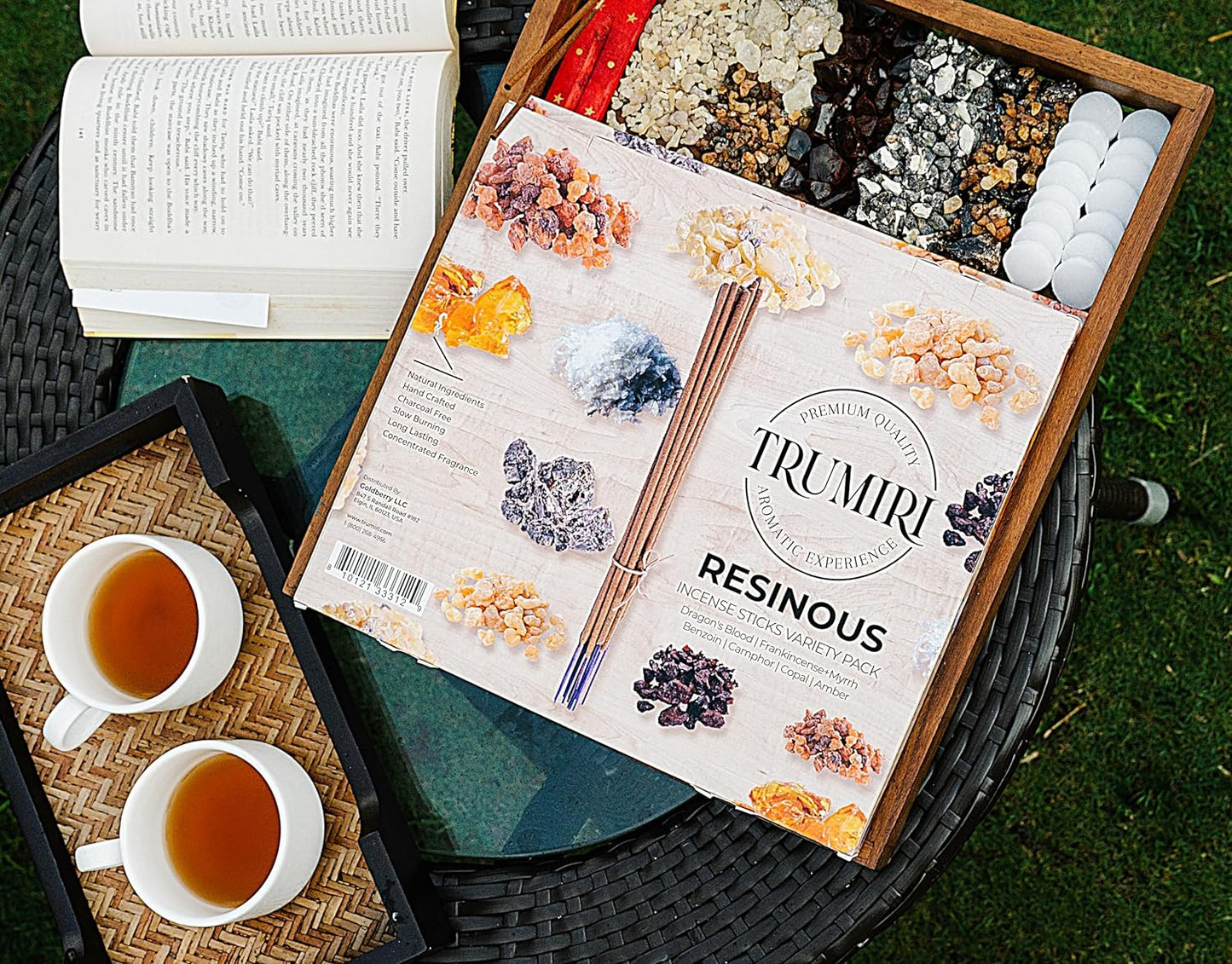Natural Tree Resin Incense Sticks Variety Pack with Incense Holder - 6 Scents - 20 Sticks/Scent - Total 120 Sticks - Incienso Sahumerio Agarbatti Joss Sticks