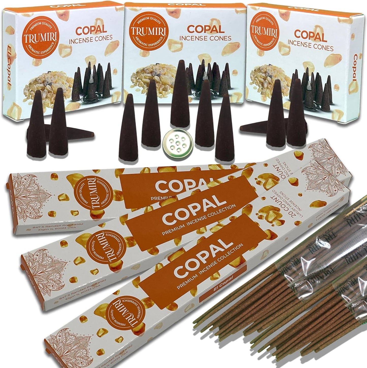 Trumiri Incense Sticks and Cones Combo Pack - Total 60 Sticks and 30 Incense Cones