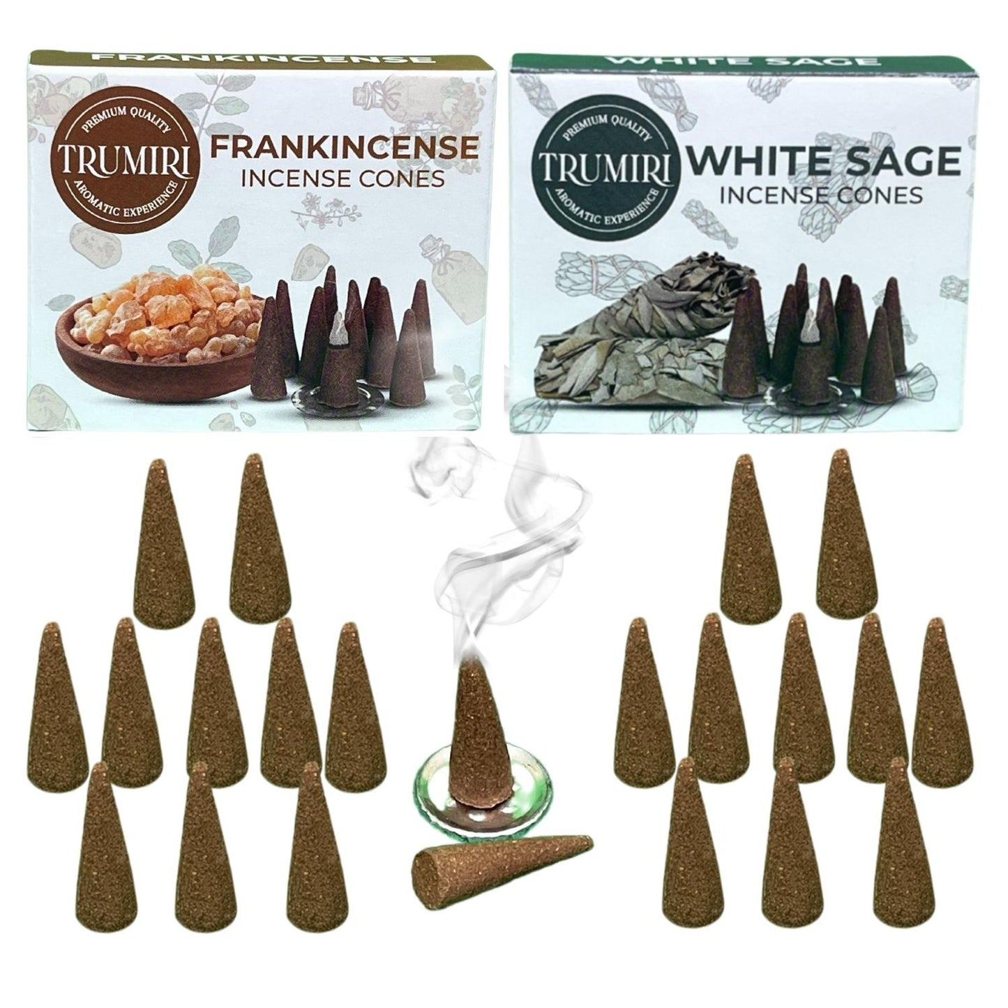 Trumiri Incense Cones Combo Packs - 2 Scents - 10 Cones per Scent - Total 20 Incense Cones