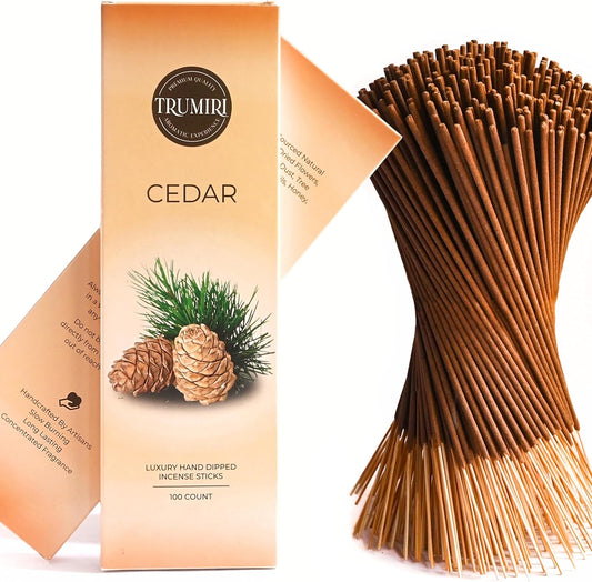 Cedar Incense Sticks - Pack of 100 Insence-Sticks Inciensos Aromaticos - Made with Natural Cedarwood Oil - Scented Insense Non Toxic Inscent Incence