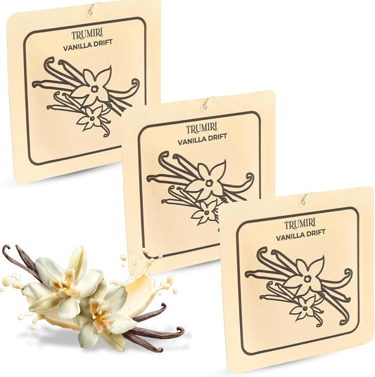 Vanilla - Long Lasting Car Air Freshener Deodorizer Hanging Type Gel Based Scent Diffuser - Pack Of 3 - Aromatizante Ambientador Olores Para Carro - Non Toxic Freshner Refresher Fragrance