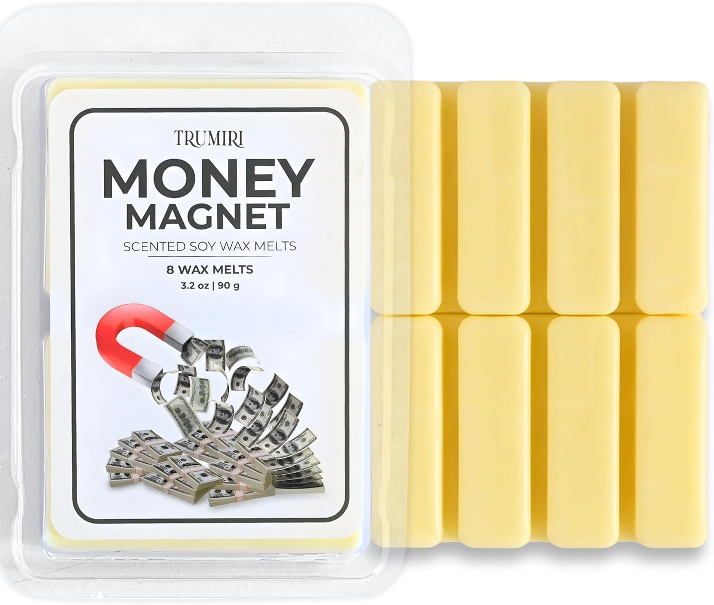 TRUMIRI Money Magnet Scented Wax Melts - Made with Non Toxic Soy Wax and Essential Oils - Long Lasting Strong Scent Pet Safe Candle Wax Cubes Tarts for Warmers - to Attract Money and Wealth