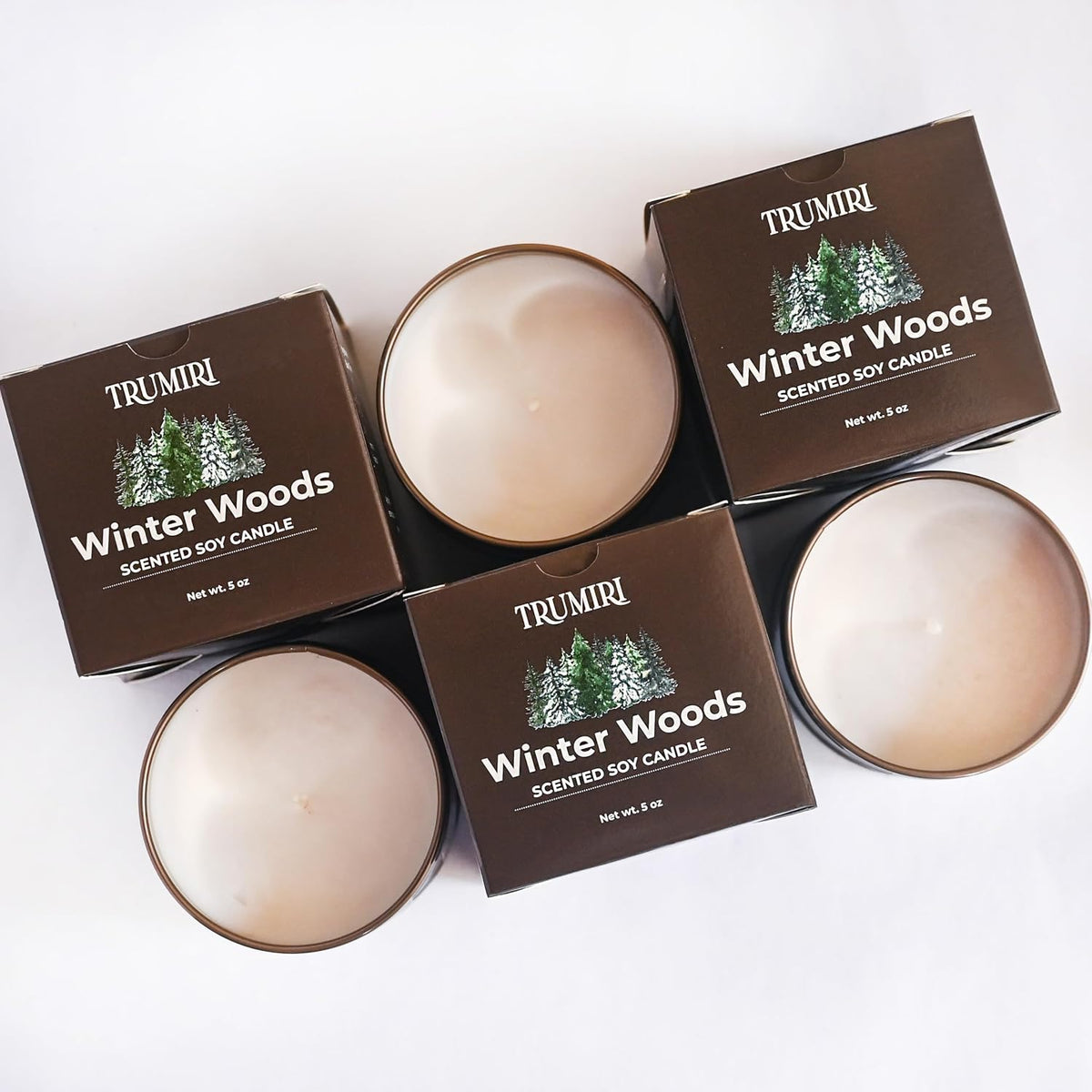 Winter Woods - Soy Candles for Home Scented - for Fall Christmas Holidays - Pack of 3 x 5oz Natural Clean Non Toxic - Long Lasting Highly Scented Pet Safe - Velas Aromáticas para el Hogar Pine Candel