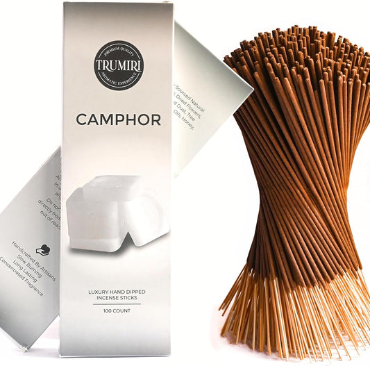 Camphor Incense Sticks - Bulk Pack of 100 Insence-Sticks - Made with Natural Non Toxic Alcanfor Inscent - Scented Incienso Spiritual Insense Incents