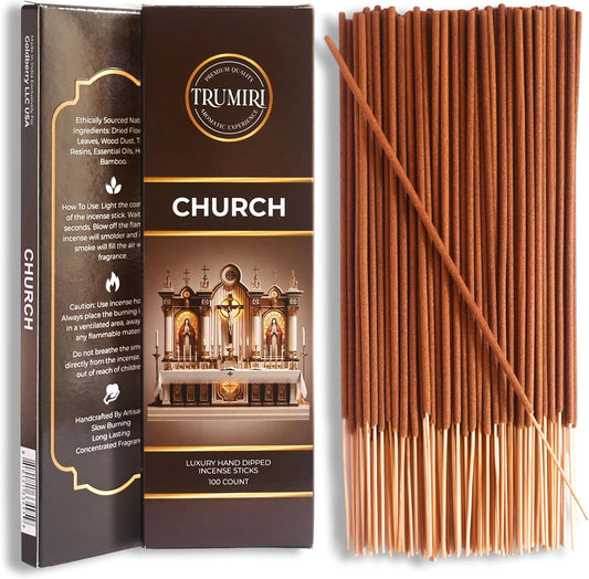 Church Incense Sticks - Bulk Pack of 100 Insence-Sticks - Made with Natural Incienso - Sacred Insense Non Toxic Spiritual Incents Incence