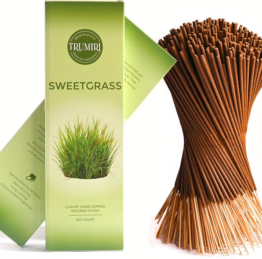 Sweetgrass Incense Sticks - Pack of 100 Inscents-Sticks - Made with Non Toxic Insence Ingredients - Scented Incienso Spiritual Insense Natural Agarbatti Incents