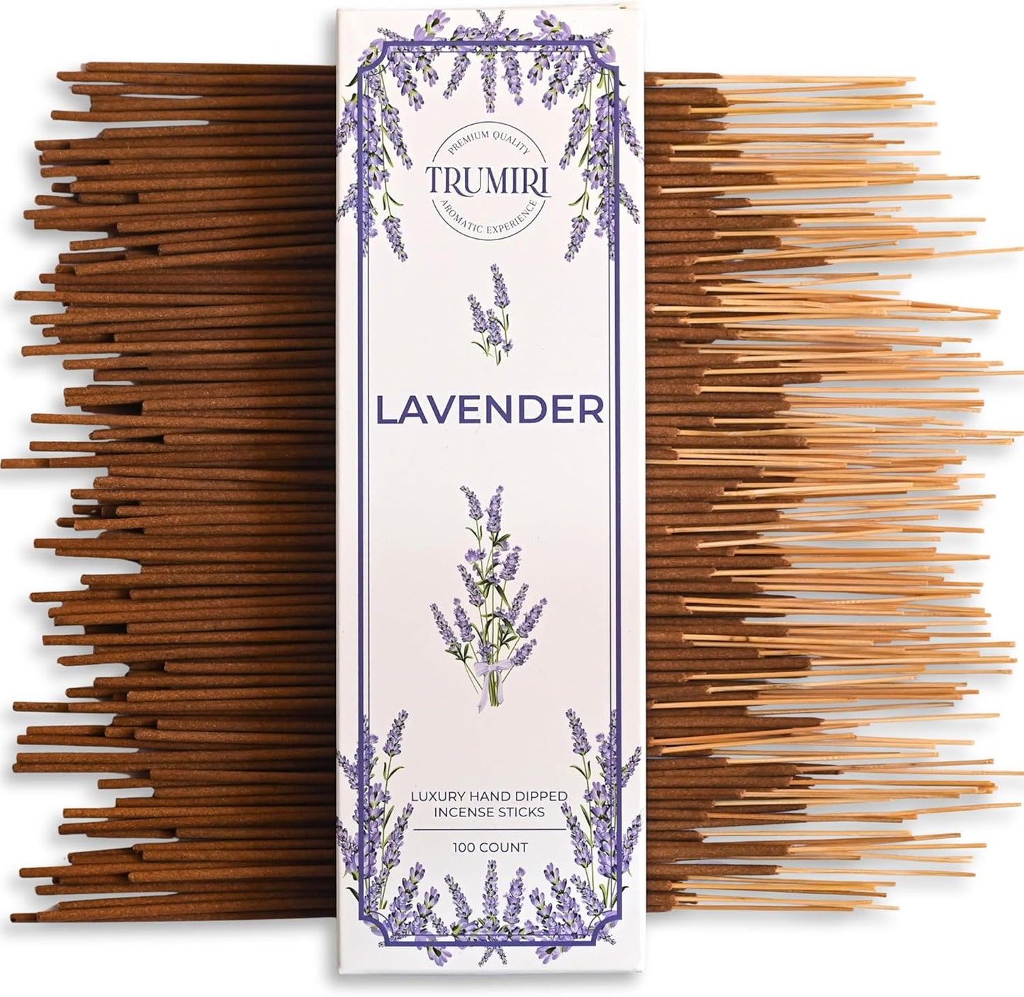 Lavender Incense Sticks - Pack of 100 Insence-Sticks - Inciensos Aromaticos Made with Natural Lavender Essential Oil - Scented Inscents Non Toxic Insense