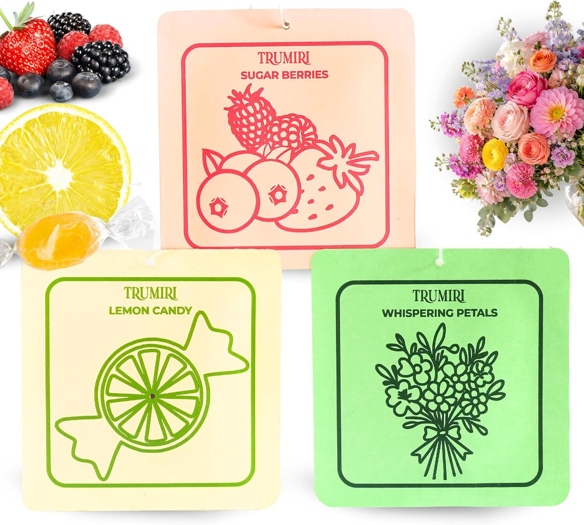 Room Deodorizer Gel Odor Eliminator For Home - Variety Pack Of 3 - Lemon Candy|Sugar Berries|Whispering Petals - Non Plug In Strong Scent Bathroom Air Freshener Odor Absorber Closet Deodorizer