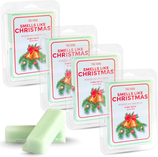 TRUMIRI Smells Like Christmas Scented Wax Melts - Made with Non Toxic Soy Wax and Essential Oils - Long Lasting Strong Scent Pet Safe Candle Wax Cubes Tarts for Warmers Pack of 4 Fall Christmas