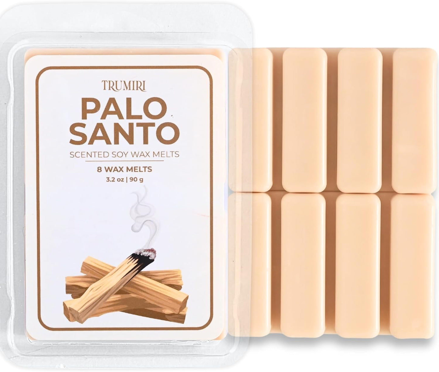 Palo Santo Scented Wax Melts - Made With Non Toxic Soy Wax And Essential Oils - Long Lasting Strong Scent Pet Safe Candle Wax Cubes Tarts For Warmers - For Cleansing Negative Energy And Protection