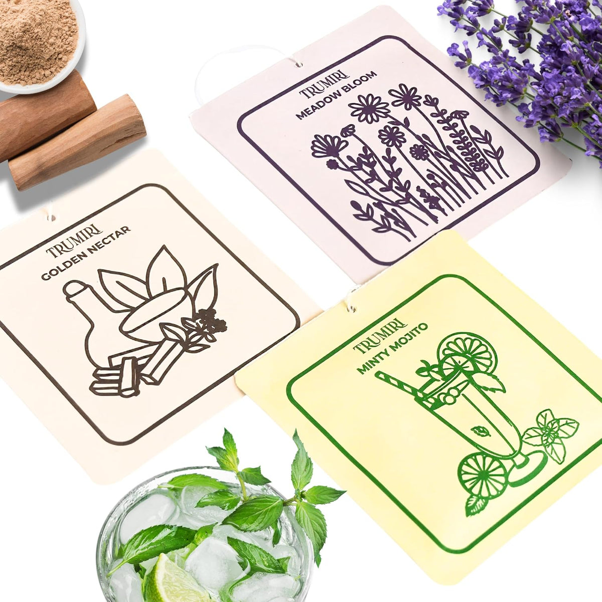 Mint|Lavender|Sandalwood Scented Drawer & Closet Air Freshener Sachet– Variety Pack of 3– Long-Lasting Hanging Sachet Bag, Scent Diffuser, Odor Eliminator, Wardrobes, Dressers–Home Fragrance Gift Set