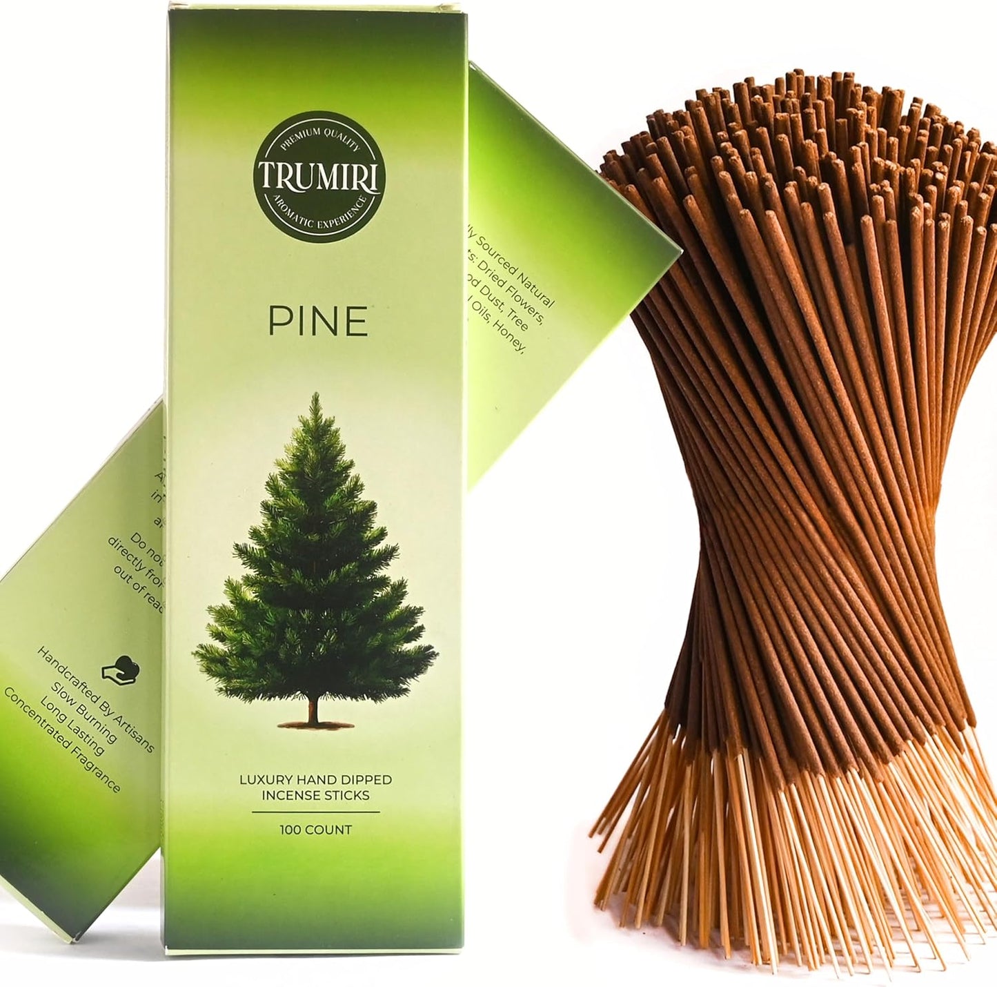 Pine Incense Sticks - Bulk Pack of 100 Insence-Sticks - Made with Natural Pino Oil - Scented Incienso Aromaticos Non Toxic Inscent Insense