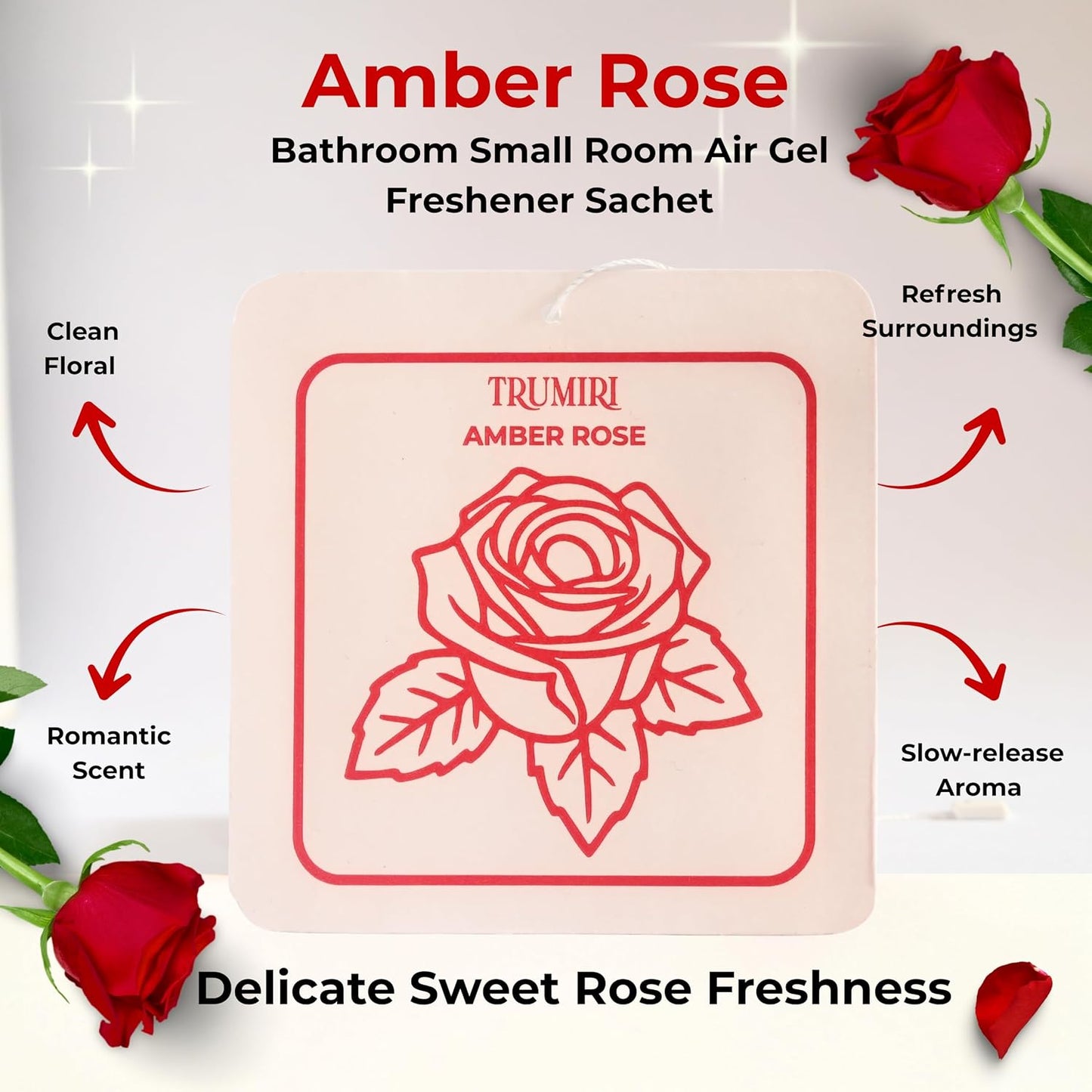 Amber Rose - Room Deodorizer Gel Odor Eliminator For Home - Bathroom Air Freshener Odor Absorber - Closet Deodorizer - Long Lasting Non Plug In Strong Scent For Kitchen Trash Basement Rv Smell