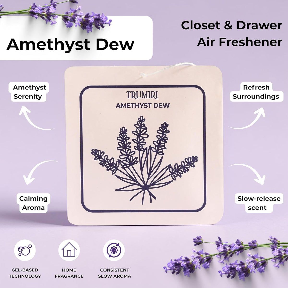 Amethyst Dew - Scented Sachets for Drawer and Closet Freshener with Long Lasting Scent - Pack of 3 - Home Fragrance Sachet Bag Dresser Refresher Packet - Olores para Closet De Ropa