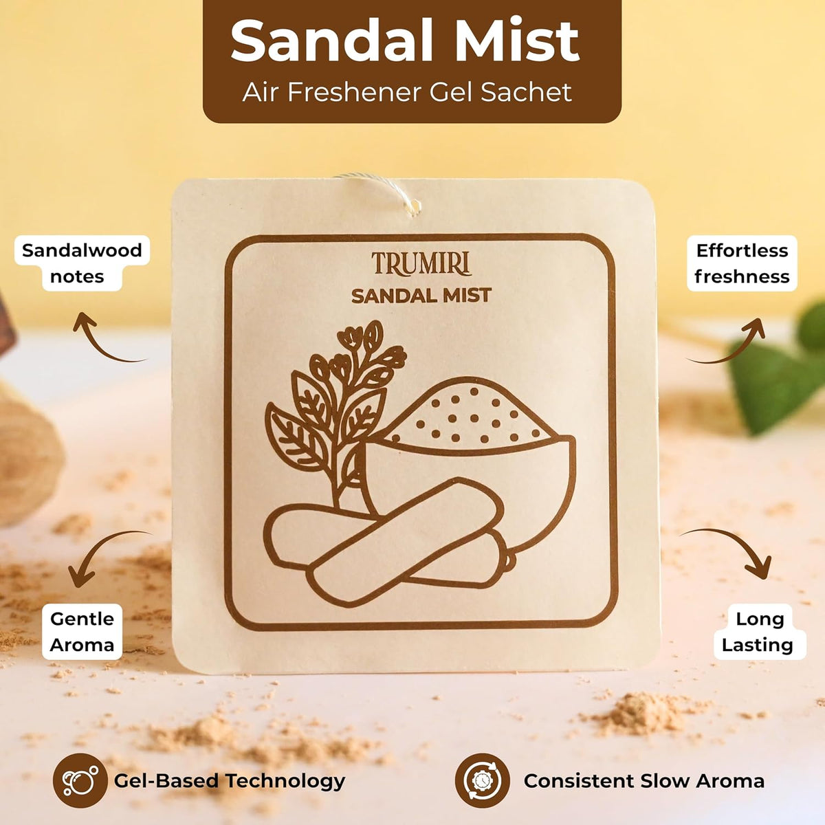 Sandal Mist - Room Deodorizer Gel Odor Eliminator For Home - Bathroom Air Freshener Odor Absorber - Closet Deodorizer - Long Lasting Non Plug In Strong Scent For Kitchen Trash Basement Rv Smell