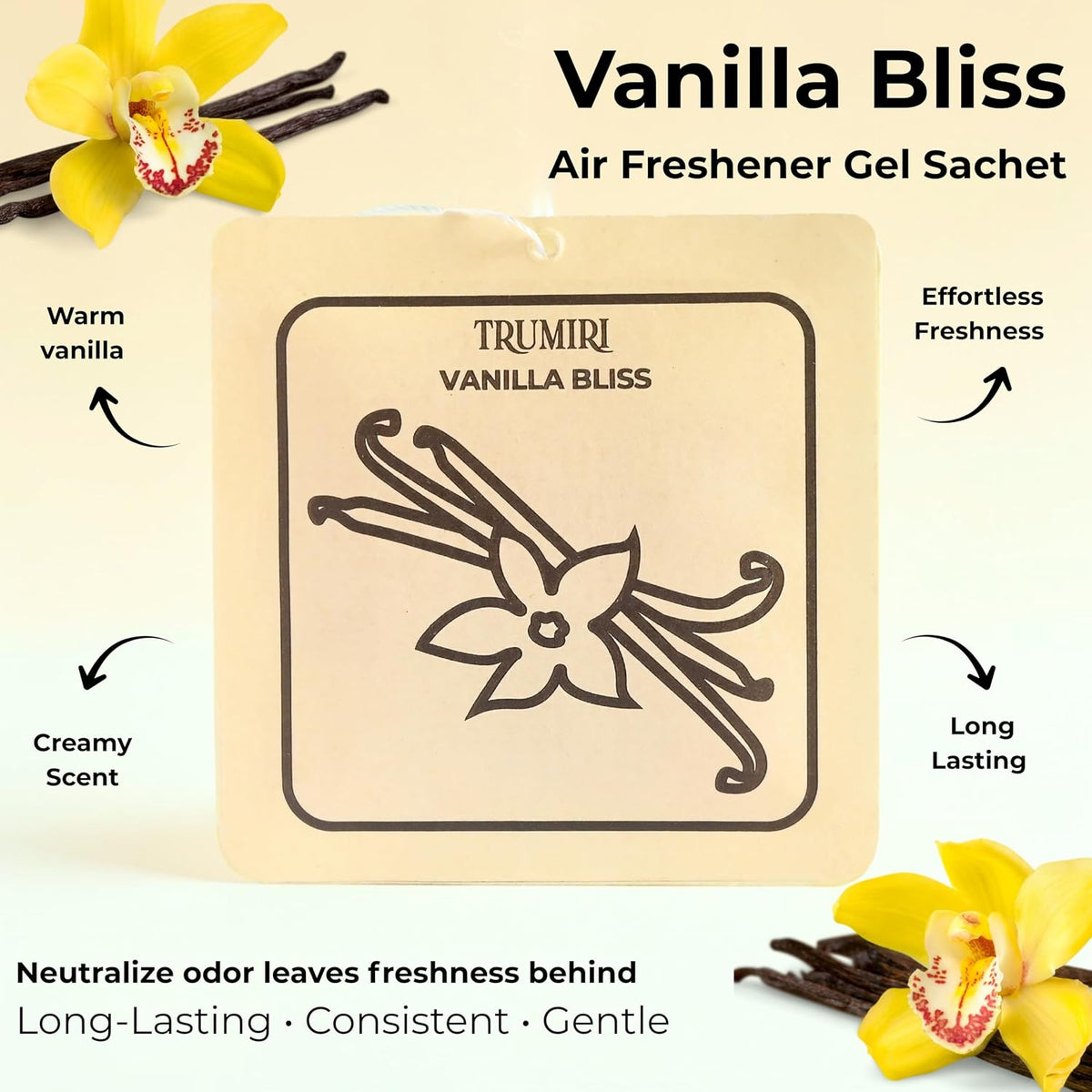 Vanilla Bliss - Room Deodorizer Gel Odor Eliminator For Home - Bathroom Air Freshener Odor Absorber - Closet Deodorizer - Long Lasting Non Plug In Strong Scent For Kitchen Trash Basement Shoe Rack