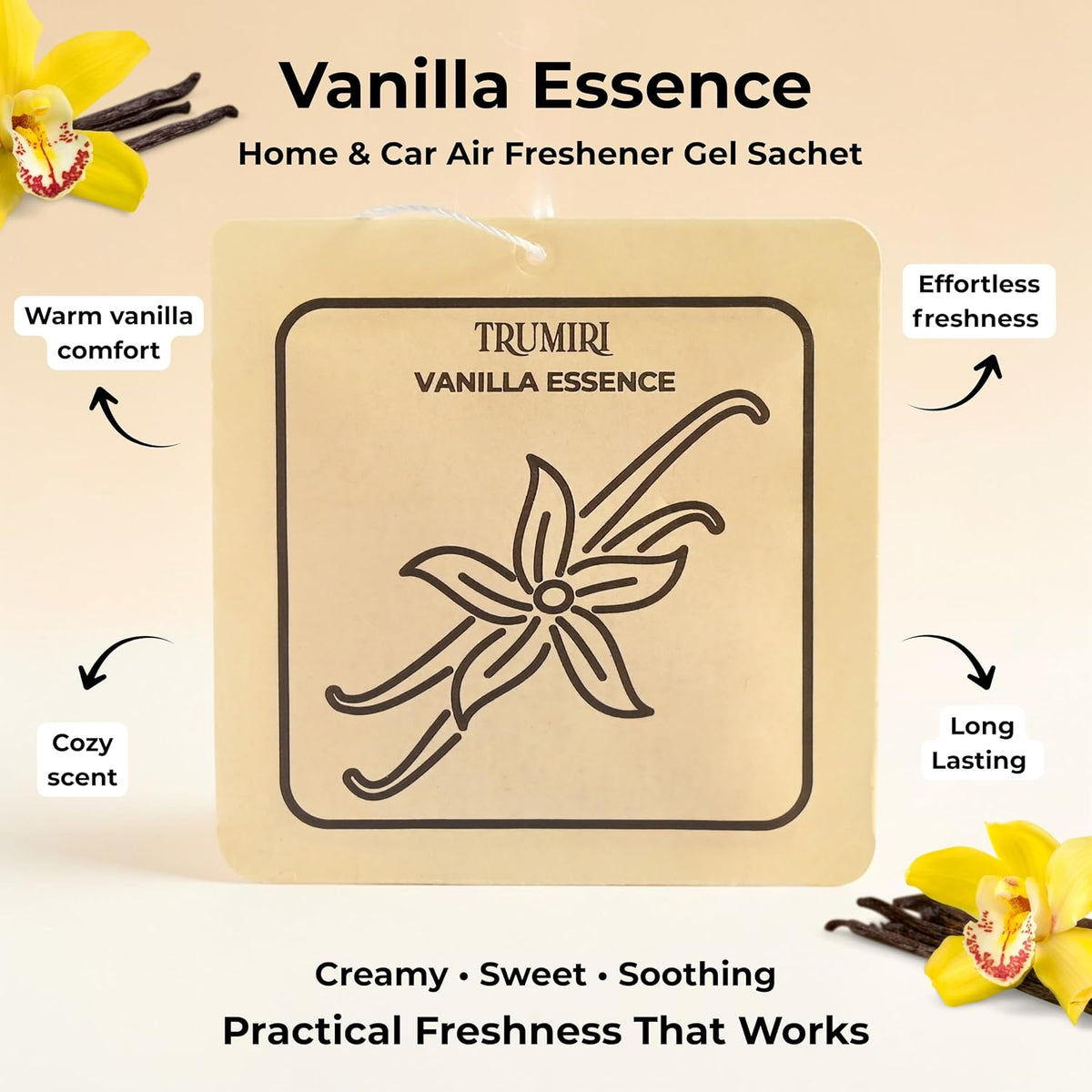 Vanilla Scented Drawer & Closet Air Freshener Sachet –Pack of 3– Long-Lasting Hanging Sachet Bag, Scent Diffuser, Odor Eliminator, Wardrobes & Fabric Refresher – Home Fragrance Gift Set for Coworkers