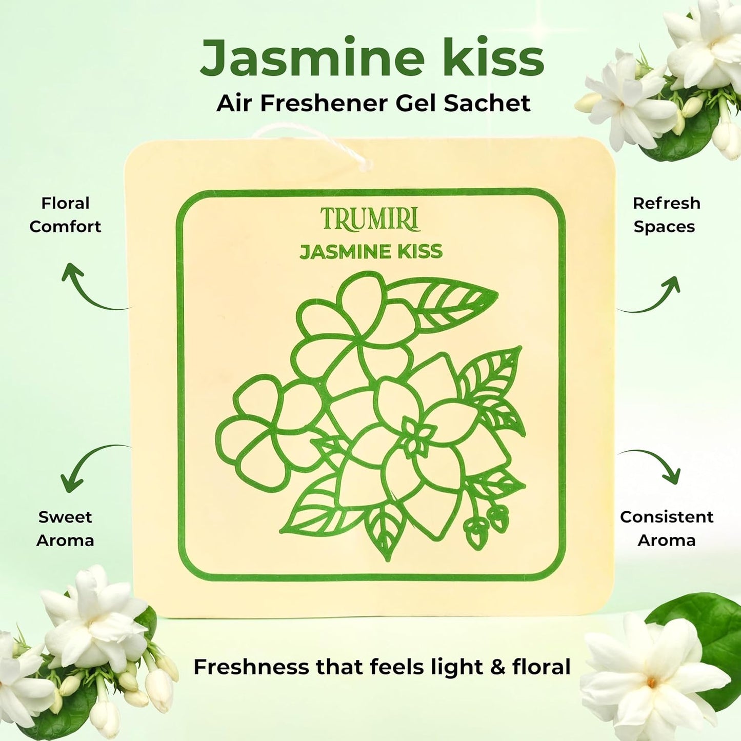 Jasmine Kiss - Room Deodorizer Gel Odor Eliminator For Home - Bathroom Air Freshener Odor Absorber - Closet Deodorizer - Long Lasting Non Plug In Strong Scent For Kitchen Trash Basement Rv Smell