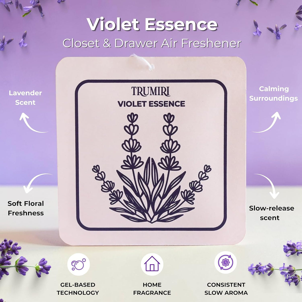 Violet Essence - Room Deodorizer Gel Odor Eliminator For Home - Pack Of 3 - Bathroom Air Freshener Odor Absorber - Long Lasting Non Plug In Strong Scent For Kitchen Trash Basement Rv Closet Smell