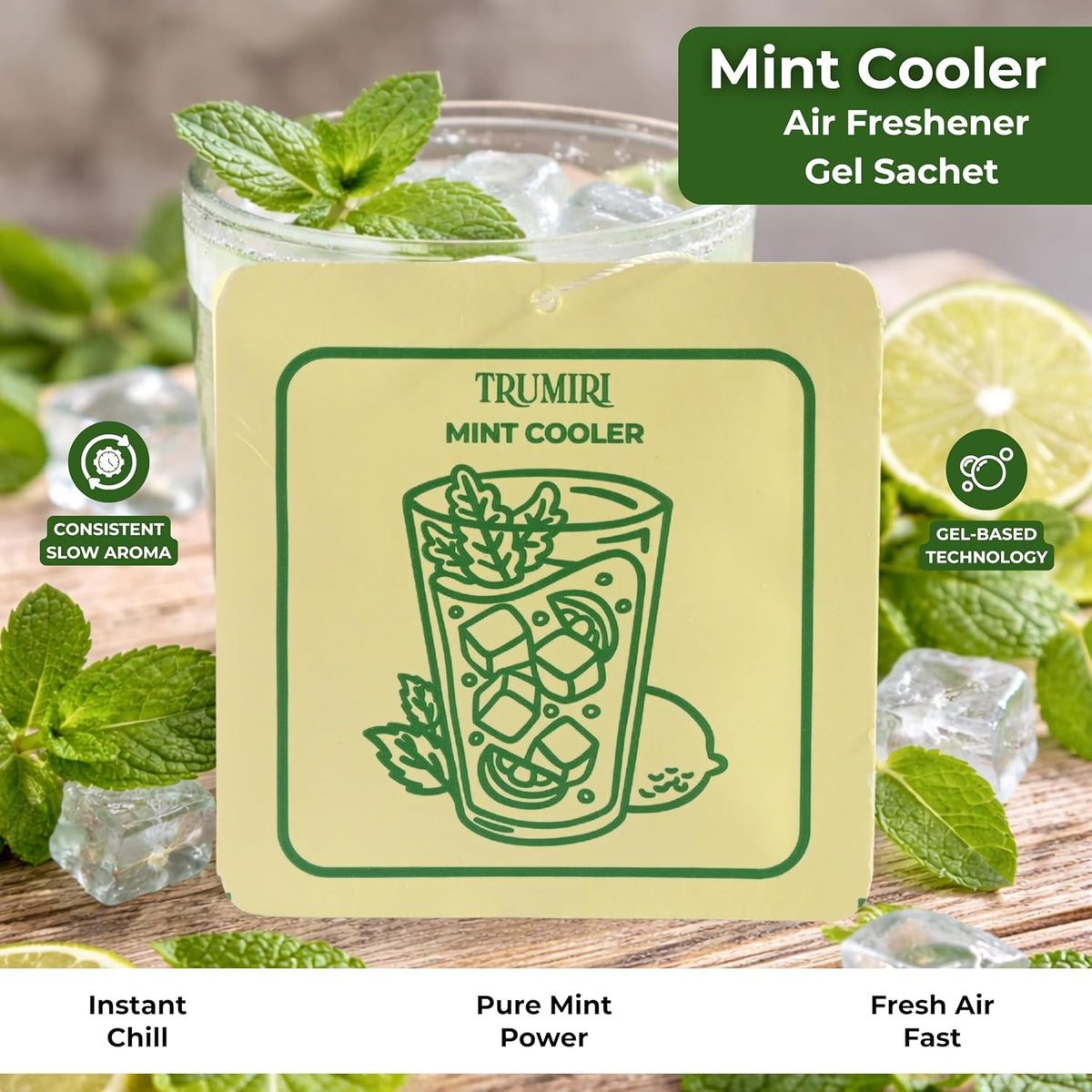 Mint Cooler - Room Deodorizer Gel Odor Eliminator For Home - Pack Of 3 - Bathroom Air Freshener Odor Absorber - Long Lasting Non Plug In Strong Scent For Kitchen Trash Basement Rv Closet Smell