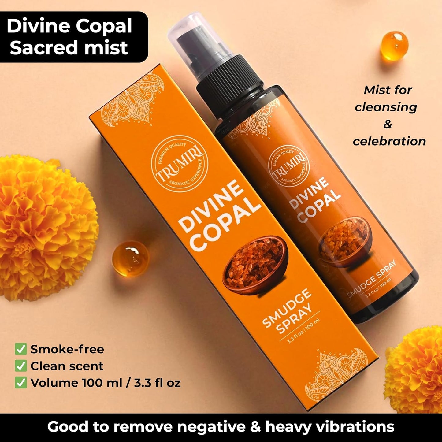 Copal Smudge Spray for Negative Energy Cleansing of Home - Non Toxic Body Mist Made with Copal Essential Oil - Natural Room Spray and Air Freshener