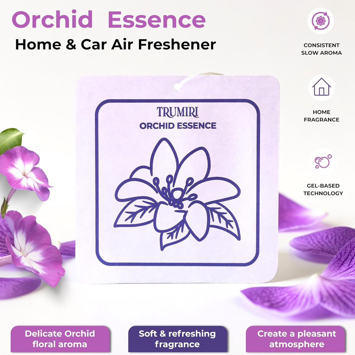 Orchid Essence - Scented Sachets for Drawer and Closet Freshener with Long Lasting Scent - Pack of 3 - Home Fragrance Sachet Bag Dresser Refresher Packet - Olores para Closet De Ropa