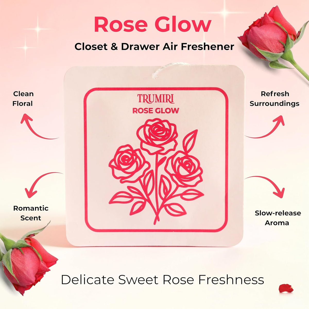Rose Glow - Scented Sachets for Drawer and Closet Freshener with Long Lasting Scent - Home Fragrance Sachet Bag Dresser Refresher Packet - Olores para Closet De Ropa