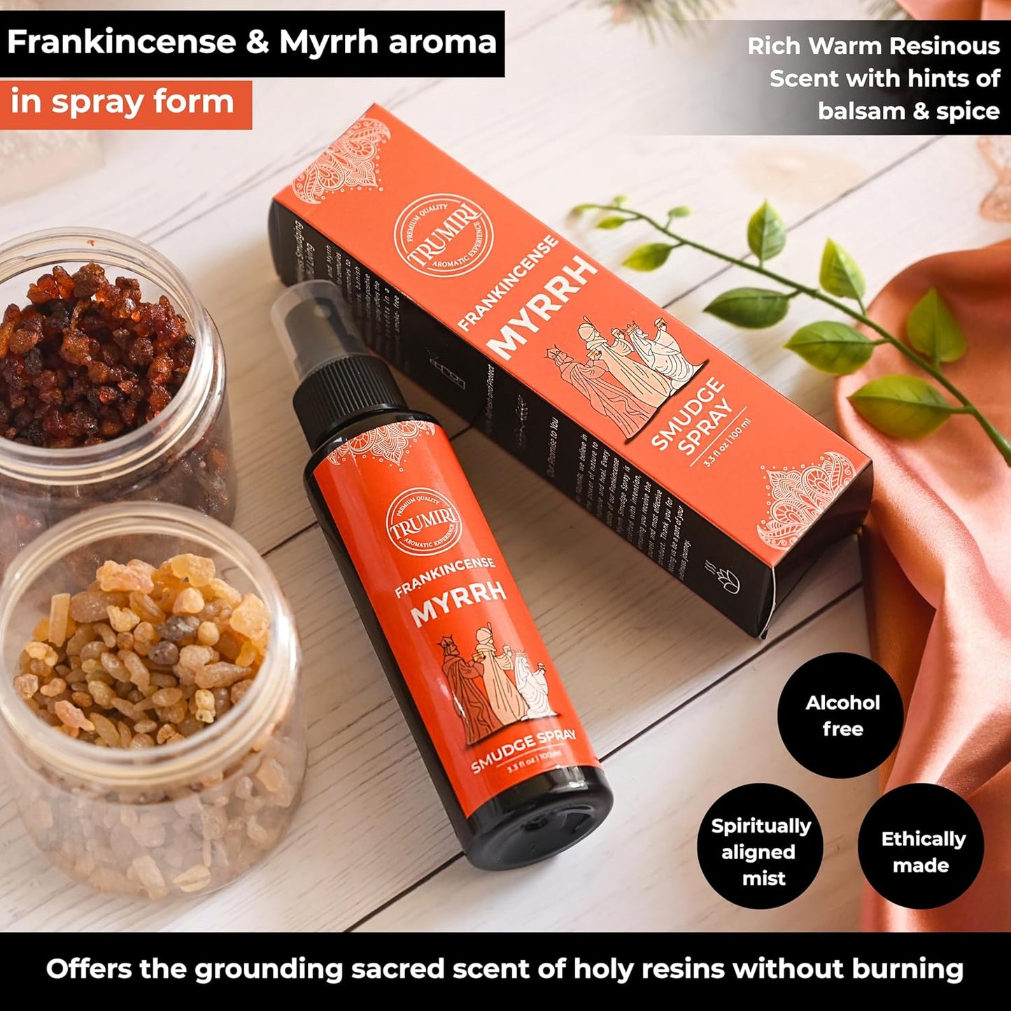 Frankincense And Myrrh Essential Oil Spray For Negative Energy Cleansing Of Home - Non Toxic Natural Room Spray And Body Mist - Essential Oil Car Freshener