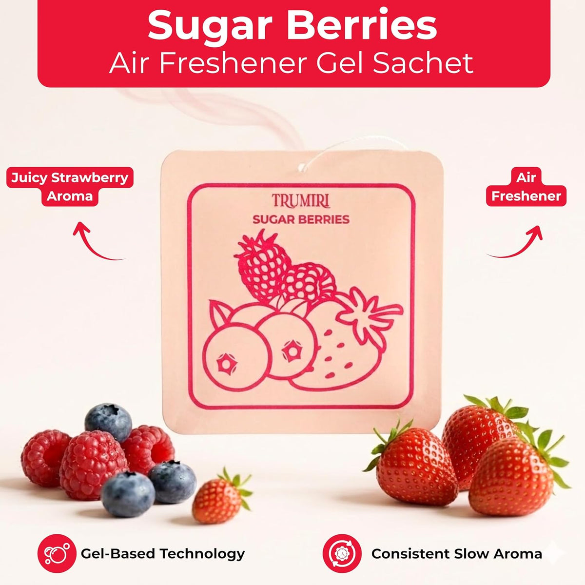 Sugar Berries - Room Deodorizer Gel Odor Eliminator For Home - Bathroom Air Freshener Odor Absorber - Closet Deodorizer - Long Lasting Non Plug In Strong Scent For Kitchen Trash Basement Shoe Rack