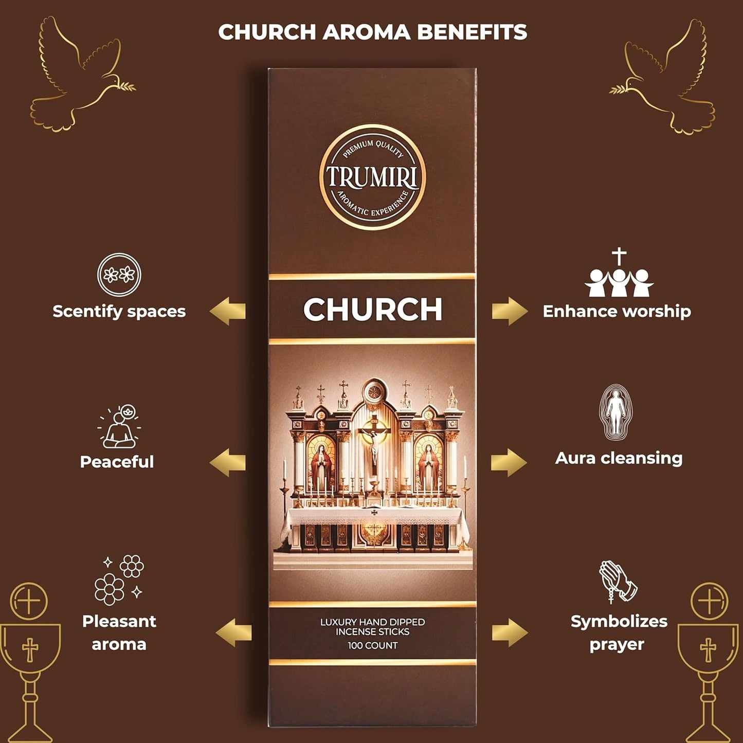 Church Incense Sticks - Bulk Pack of 100 Insence-Sticks - Made with Natural Incienso - Sacred Insense Non Toxic Spiritual Incents Incence